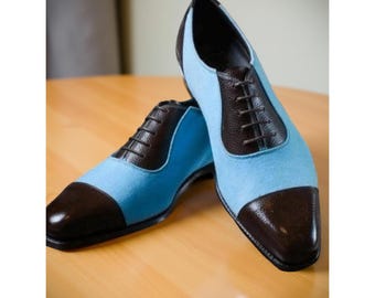 Handmade Men’s Two-Tone Formal Lace-Up Dress Shoes
