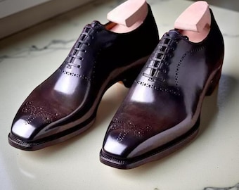 Scarpe Oxford in pelle bordeaux fatte a mano: scarpe da sposa formali