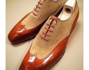 Men’s Two-Tone Leather & Suede Oxford Dress Shoes