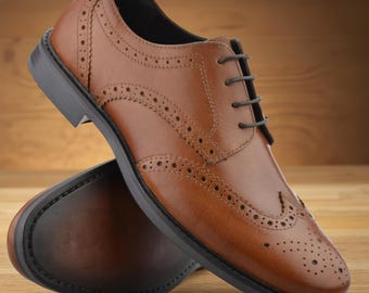 Handmade Men’s Leather Brogues – Smart Casual Lace-Up Oxford Shoes