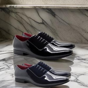 Men’s Handmade Formal Patent Shiny Oxford Dress Shoes