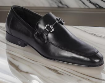 Lombardy All-Leather Calf Black Men's Slip-On Shoes