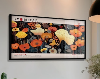 Yayoi Kusama Inspired Botanical Print: Abstract Japandi Wall Art