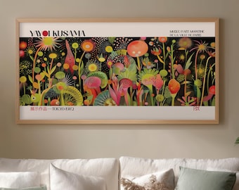Kusama Inspired Floral Art Print: Japandi Botanical Landscape Poster