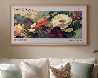 Yayoi Kusama Inspired Floral Print: Japandi Botanical Wall Art