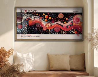 Yayoi Kusama Inspired Floral Print: Panoramic Japandi Home Decor