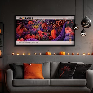 Yayoi Kusama Inspired Halloween Pumpkin Art Print #49, Polka Dot Pumpkin Wall Decor, Contemporary Pop Art Spooky Home Decoration, Poster art
