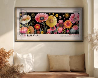 Yayoi Kusama Inspired Floral Garden Art Print: Japandi Home Decor