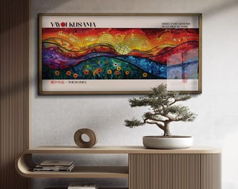 Kusama Inspired Botanical Landscape Print: Japandi Home Decor