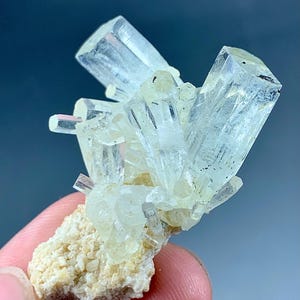 88 carat aquamarine crystal cluster on matrix from Skardu, Pakistan
