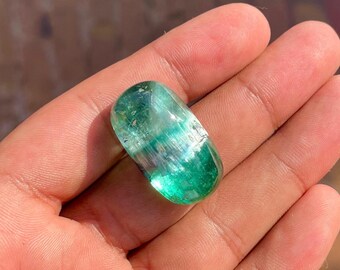 Natural rare green cats eye tourmaline cabochon from Afghanistan