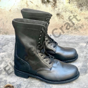 Handgemaakte leren gevechtslaarzen – vintage militaire enkellaarzen met rubberen zool, unisex schoenen in legerstijl voor heren en dames