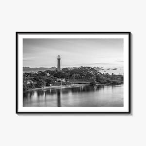Stampa fotografica artistica in bianco e nero di Jupiter, poster della luce di Jupiter Inlet, arredamento Florida
