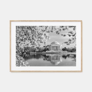 Washington DC affiche photo impression horizontale, Washington DC art mural noir et blanc, photographie murale, voyage, carte poster