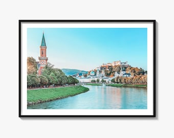 Salzburg Skyline Fine Art Photography Print, Festung Hohensalzburg Poster, Austria Wall Art Decor