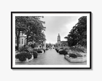 Bloomington Black and White Fine Art Print, Sample Gates Poster, Indiana University Wall Decor