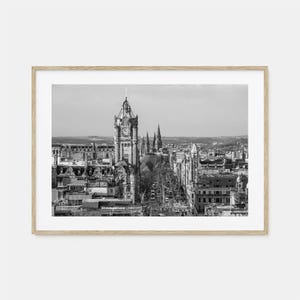 Impression photo d'Édimbourg horizontale, art mural noir et blanc d'Édimbourg, photographie d'Édimbourg, voyage à Édimbourg, carte affiche