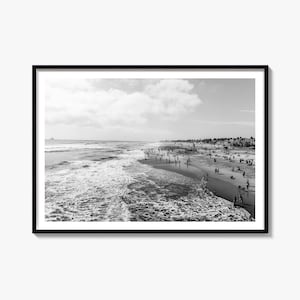 Huntington Beach Black and White Fine Art Photo Print, Orange County Poster, California Surf image 1