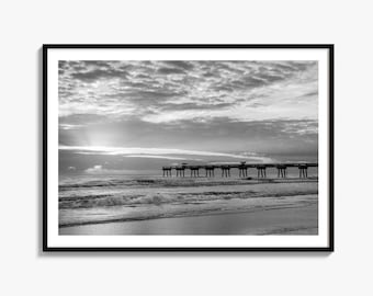 Jacksonville Black and White Fine Art Photo Print, Beach Pier