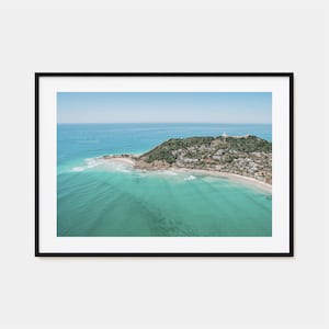 Stampa poster colorata di Byron Bay orizzontale, arte fotografica di Byron Bay, decorazione murale di Byron Bay, stampa di viaggio, poster della mappa stradale di Byron Bay, mappa della città
