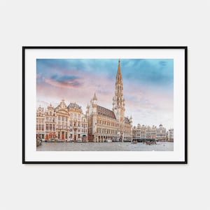 Impression horizontale d'affiche colorée de Bruxelles, art mural photo de Bruxelles, décoration murale de Bruxelles, impression de voyage, affiche de plan de Bruxelles, plan de la ville