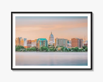 Madison Skyline Fine Art Photo Print, Lake Monona Poster, Wisconsin Wall Decor