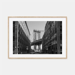 Affiche photo Williamsburg, impression horizontale New York, oeuvre d'art murale noir et blanc Williamsburg, photographie de Williamsburg, voyage, affiche de carte