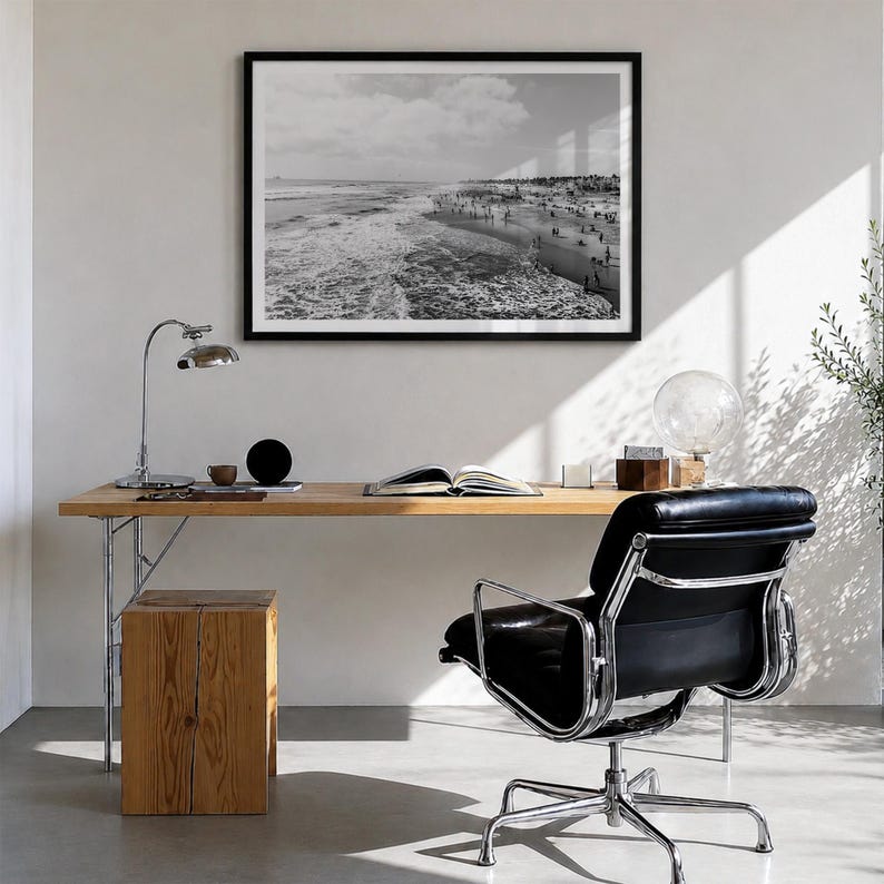 Huntington Beach Black and White Fine Art Photo Print, Orange County Poster, California Surf image 2