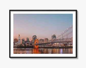 Cincinnati Skyline Fine Art Photography Print, Ohio River poster, Queen City Wall Art