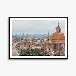 Stampa fotografica artistica dello skyline di Città del Messico, poster della Basilica di Guadalupe