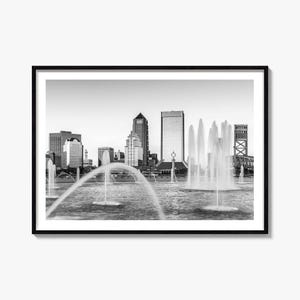 Jacksonville Skyline Photo Print: Black and White Landscape Wall Art