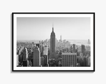 New York City Skyline Black and White Fine Art Photo Print, Manhattan Poster