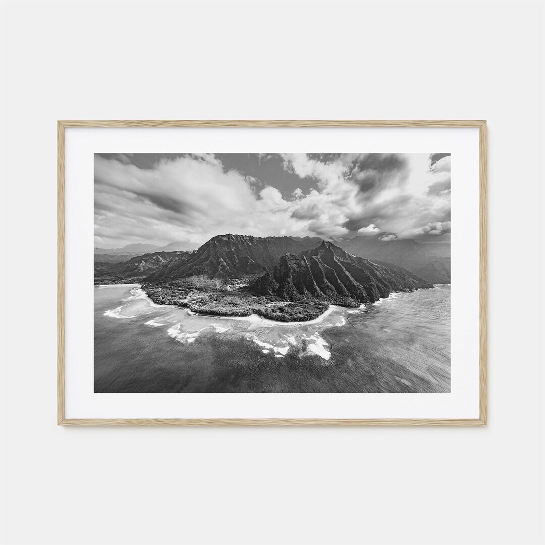 Hawaii Photo Poster Print Horizontal No 2, Hawaii Black and White Art ...