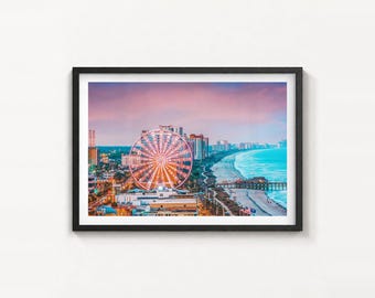 Myrtle Beach Skyline Fine Art Photo Print, Ferris Wheel Poster, Boardwalk Wall Decor