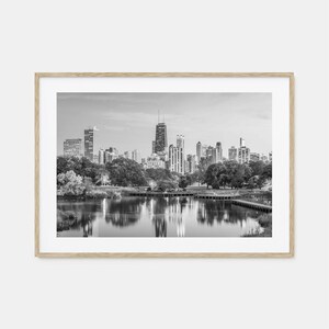 Affiche photo de Chicago, impression horizontale n° 2, art noir et blanc de Chicago, photographie murale, voyage, affiche de carte de Chicago