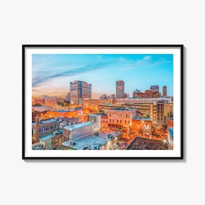 Impressão fotográfica artística do horizonte de Memphis, pôster da Beale Street, arte de parede do Tennessee, decoração dos EUA