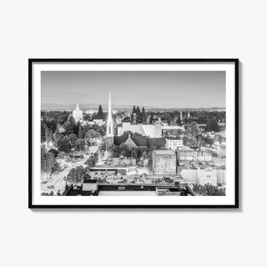 Impression photo Salem, Oregon : oeuvre d&#39;art murale paysage urbain en noir et blanc