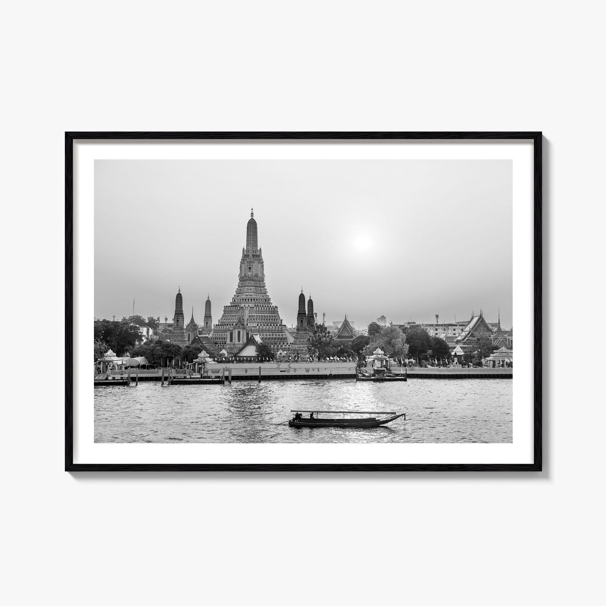 Bangkok Black and White Fine Art Photography Print, Wat Arun