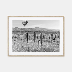Napa Valley fotoposter print horizontaal, Napa Valley zwart-wit kunst, muurfotografie, reizen, Napa Valley kaart poster