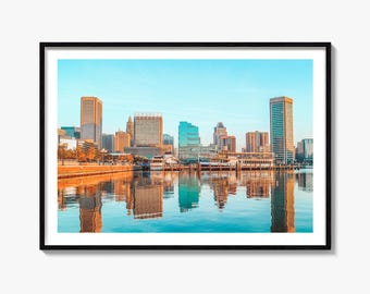 Baltimore Skyline Fine Art Photography Print, Inner Harbor Poster, Maryland Wall Art