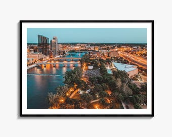 Grand Rapids Fine Art Photo Print, Grand River Poster, Michigan Wall Decor