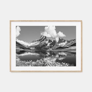 Schweiz Foto Poster Druck Horizontal, Schweiz Schwarz und Weiß Kunst, Schweiz Wand Fotografie, Reise, Karte Poster