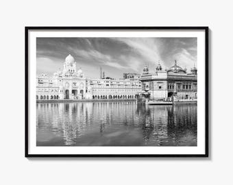 Amritsar Black and White Fine Art Photography Print, Golden Temple Poster, Punjab Decor