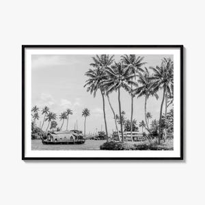 Kerala Landscape Photo Print: Black and White Travel Wall Art