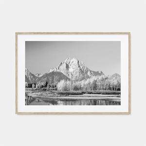 Grand Teton Nationalpark Foto Poster Druck Horizontal, Grand Teton Schwarzweißkunst, Wand Fotografie, Reise, Karte Poster