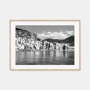 Sizilien Foto Poster Druck Horizontal, Sizilien Schwarz Weiß Wandkunst, Sizilien Wand Fotografie, Sizilien Reise, Sizilien Karte Poster