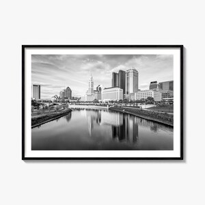 Columbus Black and White Poster Ohio, Columbus Black and White Art, Columbus Photography, Columbus Travel, Map Poster