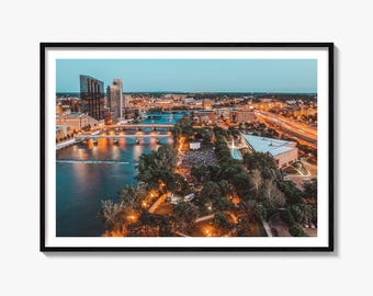 Grand Rapids Fine Art Photo Print, Grand River Poster, Michigan Wall Decor