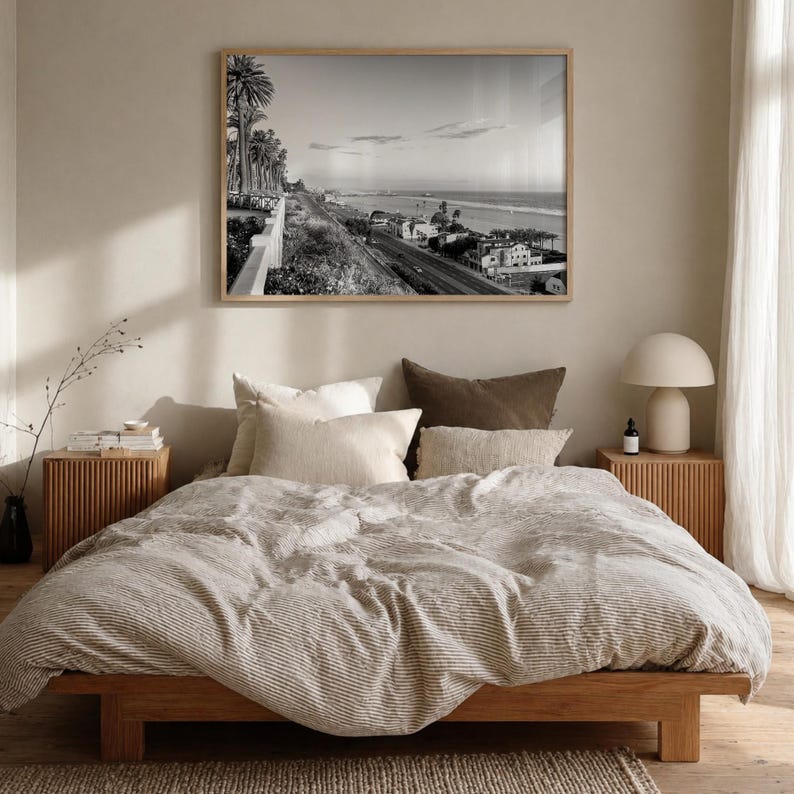 Schwarz-Weiß-Kunstdruck „Santa Monica“, Poster „Pacific Coast Highway“, Kalifornien Bild 6