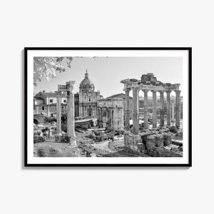 Fotografía artística en blanco y negro de Roma, póster del Foro Romano, decoración de pared de Italia